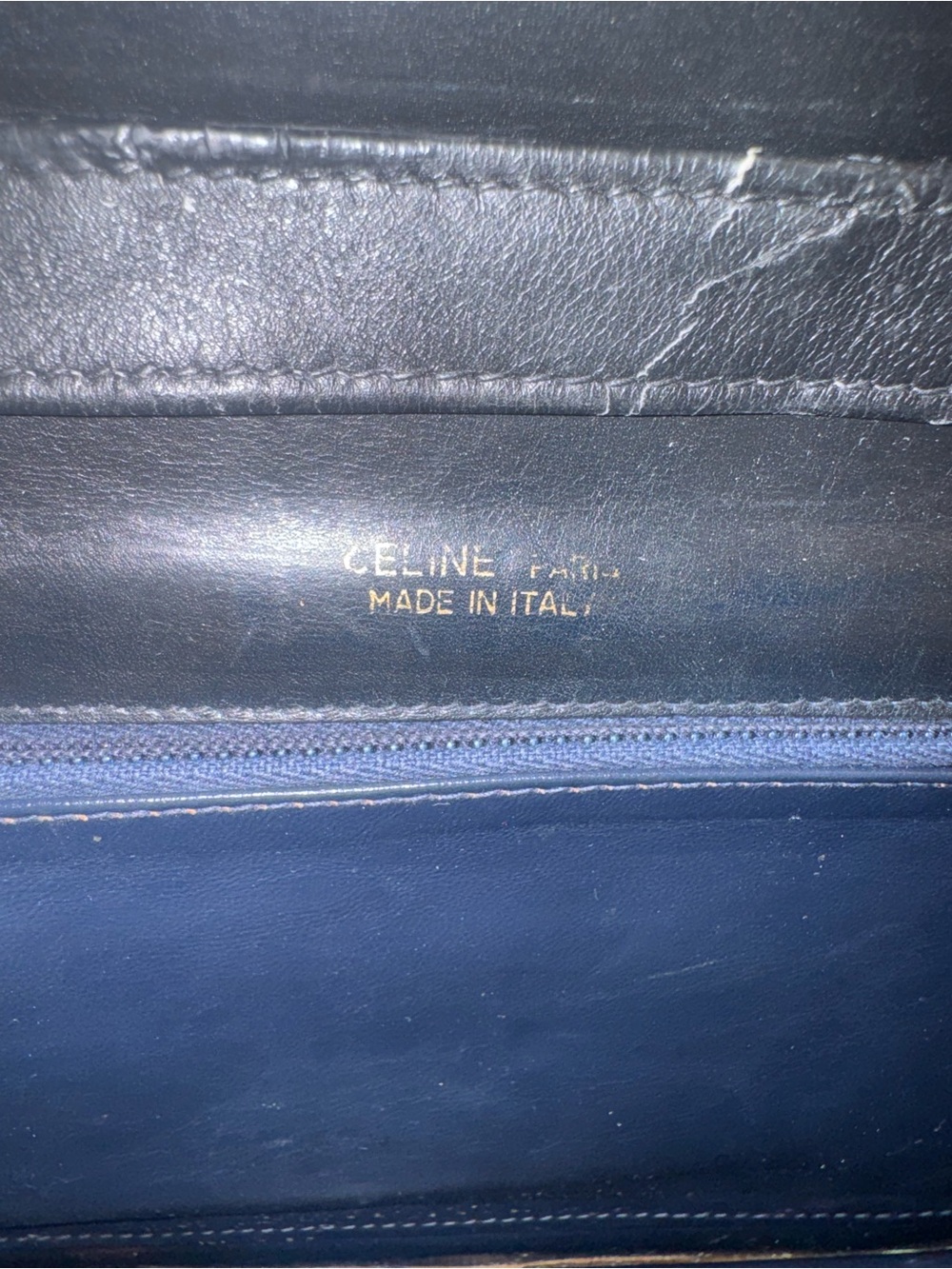 Celine vintage Navy Blue Macadam Monogram denim shoulder bag - Picture 4 of 9